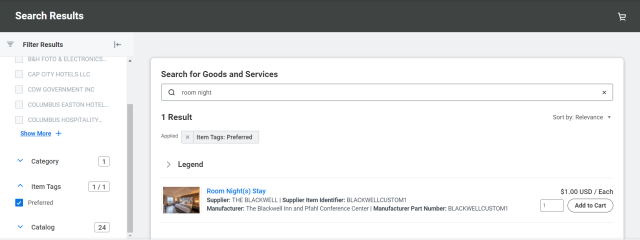 Internal supplier preferred tag example