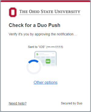 Duo Universal authentication screen